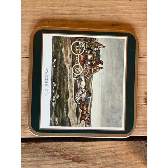 Set of 4 Vintage Pimpernel Corked Back Coasters. American West. Coach. English - Picture 3 of 9